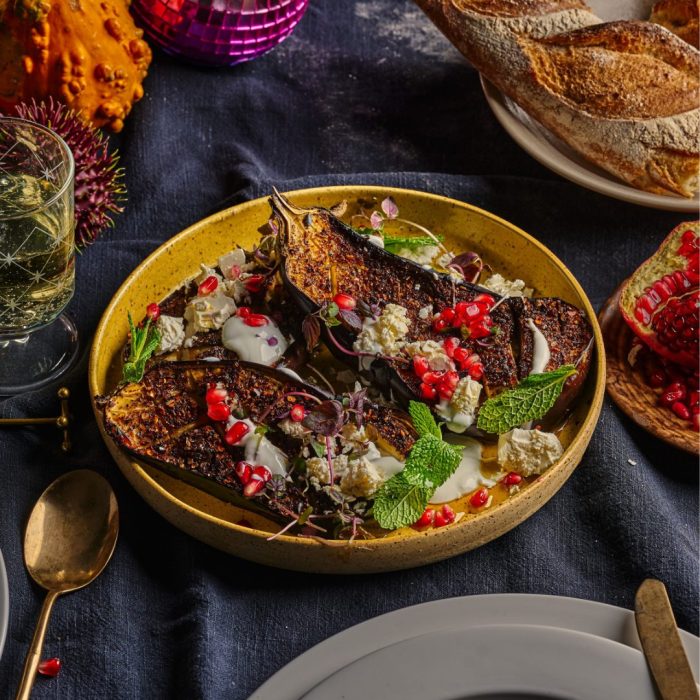 Side dish eggplant and pomegranate